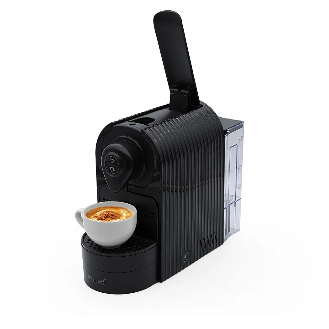 Roomwell UK Vienna Espresso Coffee Machine 700 ML, Instant Single Shot/.Double Short Expresso, Detachable Water Tank, Auto-Shutoff, Color Black